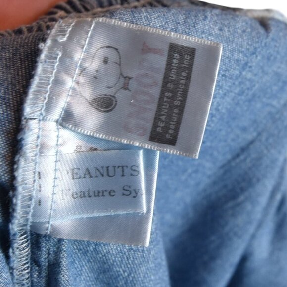 Vintage 90's Snoopy Denim Shorts  Medium Blue Embroidered Peanuts Lounge Sz S - Picture 7 of 7